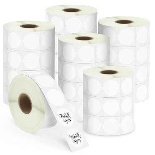 BETCKEY 1.5 Inch Circle Thermal Sticker Labels, Compatible with Zebra & More Label Printer, Perforated [20 Rolls, 19000 Round Labels]