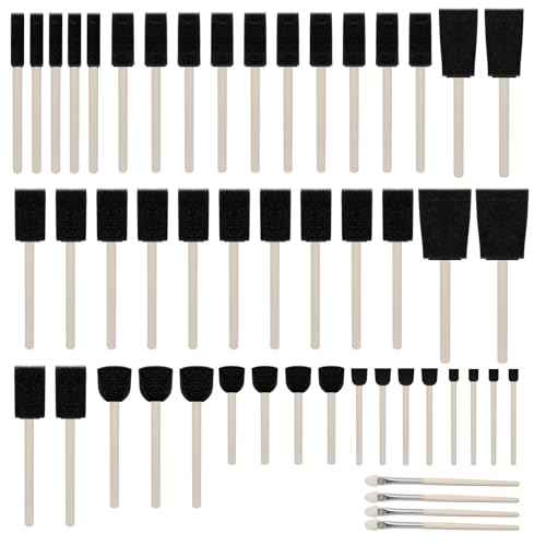 Round Stencil Brush and Small Foam Brush Set with High Density Foam 50pcs for Small Crafting(5/16", 1/2", 3/4", 1", 1-1/2", 2") ¡¦