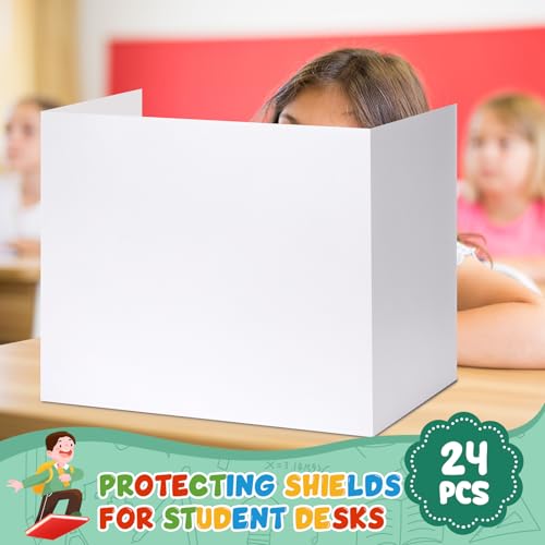 Zhehao 24-Piece White Privacy Desk Folders for Students - Classic Set