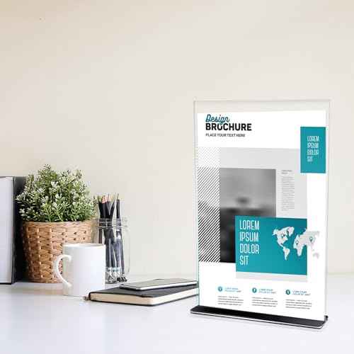 2 Pack 11x17 Inch Acrylic Sign Holder - Clear T Shaped Double Sided Picture Flyer Sign Holder Table Menu Display Stand for Office Restaurant (11x17 Inch)