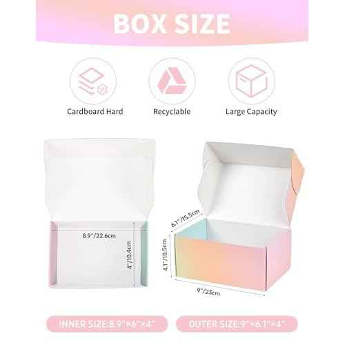 Small Colored Shipping Boxes, 9x6x4 Inch Cute Packaging Box for Gift, Pack of 30