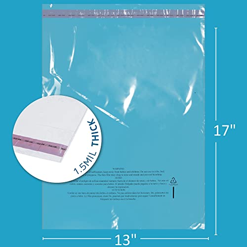 13"x17" Self Seal Poly Bags, Large, 100 Pack, 1.5 Mil, for Storing,