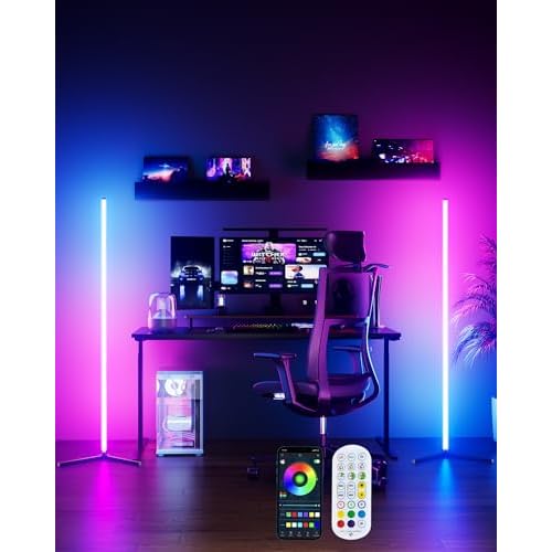RGB Corner Floor Lamp, 65" Color Changing Modern Corner Lamp with APP Control, Modern LED Lamp with 16 Million Colors & Music Sync for Living Rooms, Bedrooms, and Gaming Rooms