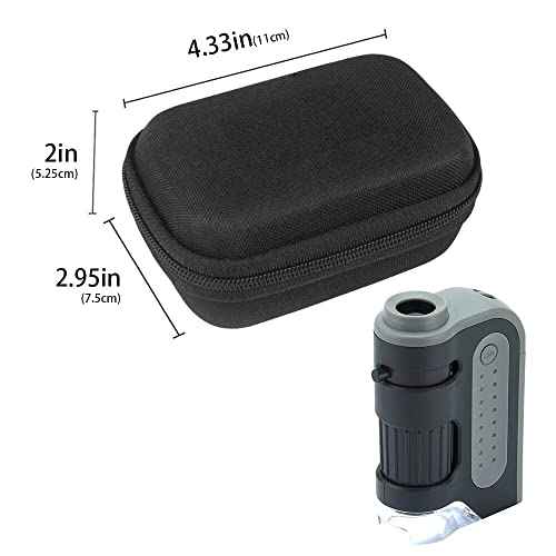 Leayjeen Microscope Case Compatible with Carson MicroBrite Plus 60x-120x LED and UV Lighted Pocket Microscope-Black(Case Only)