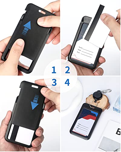 Uniclife 3 Pack Black Sliding Vertical Badge Holders for ID Cards & Access Passes