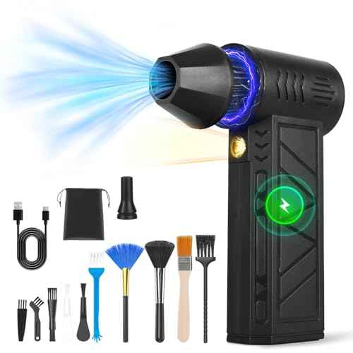 Moclever Compressed Air Duster 180000RPM Cordless Electric Air Blower with LED Light 4 Speed Rechargeable Air Duster for PC Keyboard, Car, Home, and Outdoor Cleaning