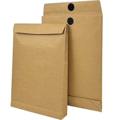 15 Pack Large Expandable Envelopes 9.3x13" with Hook & Loop Closure - Neehows