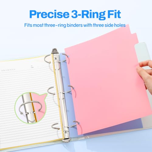 Macaron Pastel 8-Tab Binder Dividers Set for 3-Ring Binders, Office & School Supplies