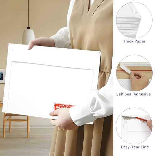 Cheardia 120 Pack Photo Document Mailers with Self Adhesive Seal, 13 x 9.25 Inch Rigid Mailers Stay Flat Cardboard Envelope with Label for CD, Photos, White