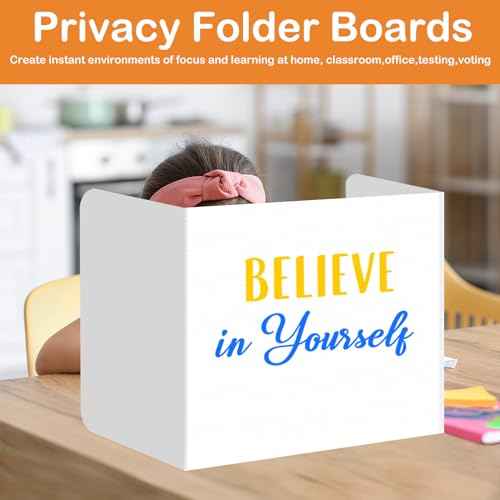 24 Pack Plastic Desk Dividers for Students Inspirational Privacy Folders White Test Divider for Student Desks Study Carrel Divider Classroom Testing Dividers Teacher Supplies
