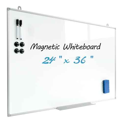 Magnetic Writeboard 24X36 Dry Erase Board Hanging & Wall Mounted Whiteboard S Aluminium Frame Message Boards for Home, School, Office, Kitchen