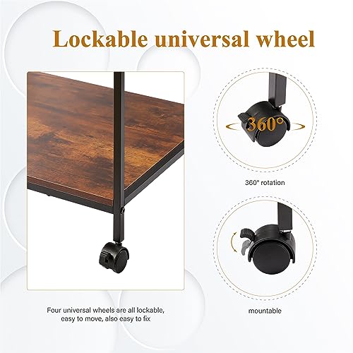 Sutex Large Printer Stand, 23.6" W x 18.9" D x 31.5" H Large Printer Table with Adjustable Storage Shelf, 3 Tier Rolling Printer Cart with Wheels for Home Office- Support 100 LBS Each Tier