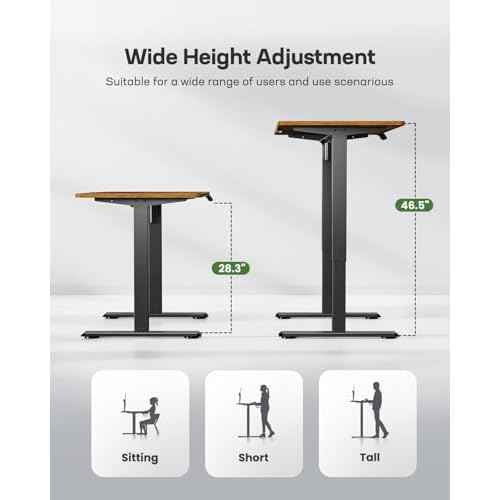 Marsail Standing Desk Adjustable Height Stand up Home Office Desk,? 48x24 Inch Electric Standing Computer Desk, with 4 Memory Presets, Headphone Hook,Cable Organizer, Rustic Brown