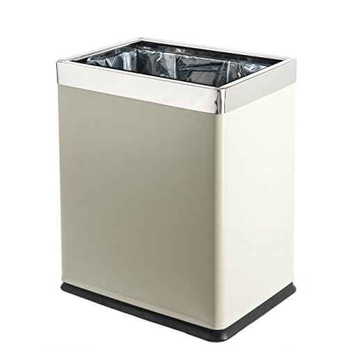 Invisi-Overlap' Open Top Metal Trash Can, Small Office Wastebasket, Modern Home D?cor, Rectangle Shape (Light Gray)