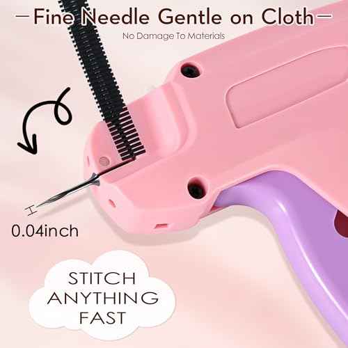 Stitch Gun for Clothes,Stitch Gun Quick Clothing Fixer, Tagging Gun for Clothing,Sewing Kit-Includes 6 Needle,1500 Black Fasteners&1500 White Fasteners(0.18inch) Purple