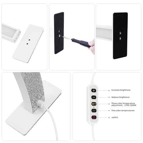 29in Half Moon Light for Nail Desk, 2700K-5600K, Tattoo Lighting Lamp, Nail Desk Lamp, Eyelash Light, Salon&Home, White(Crystal Diamond)