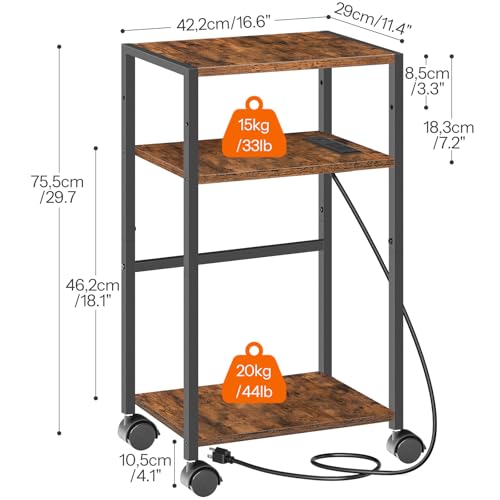 HOOBRO 3-Tier Computer Tower Stand with Charging Station – Movable CPU & Printer Stand