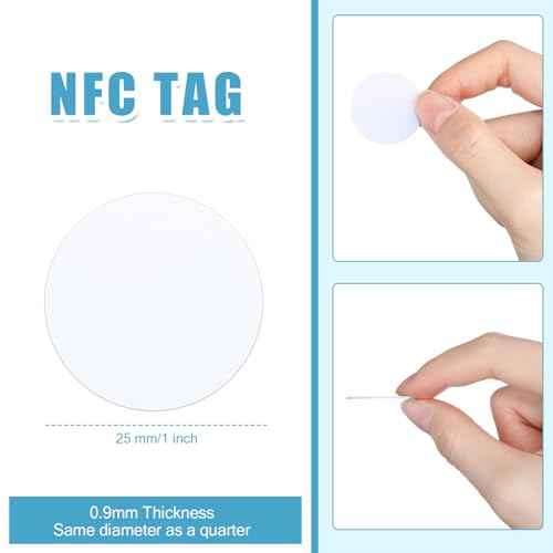 Hicarer NFC 215 Cards, NTAG215 NFC Round Cards NFC 215 Card Tag Compatible with TagMo NFC Enabled Mobile Phones and Devices (500 Pieces)