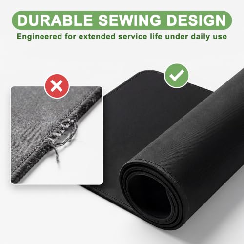 Jofuler 3 Pack Black Mouse Pads with Non-Slip Rubber Base and Stitched Edges
