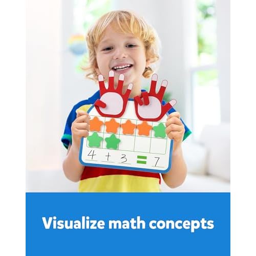 Coogam Montessori Math Manipulatives Number Counting Block, Magnetic Ten Frame Addition Subtraction Practice with Dry Erase Board, Educational Learning Toy Gift for 1st 2nd & 3rd Grade