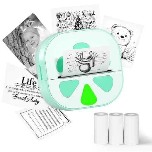 Sticker Printer, Print Pods Mini Printer, Bluetooth Thermal Sticker Maker Machine with 3 Rolls Paper, Print Pod Mini Printers for iphone, Impresora Port?til for Study Note, Journal, DIY, Kids Gift