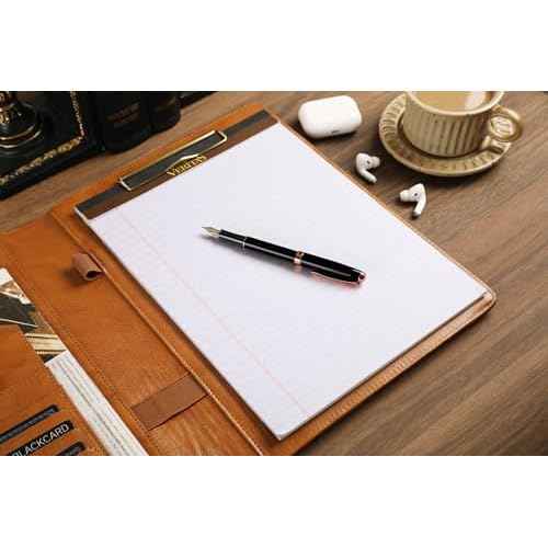 DUKE&COW Portfolio Binder - Personlized Clipboard Folio Compact Padfolio Engraved Leather Portfolio Legal Pad Holder, Ideal Padfolio for Men - Brown