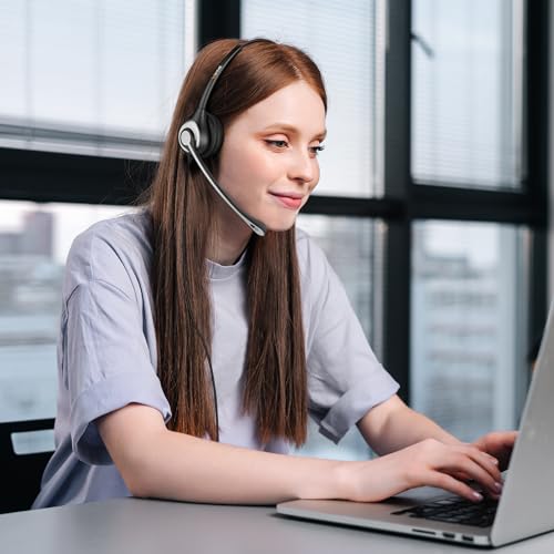 Phone Headset RJ9 with Microphone Noise Cancelling & Volume Controls, Office Telephone Headset Compatible with Polycom Plantronics Avaya ShoreTel Toshiba Digium Nortel Landline Phones, Clear Calls
