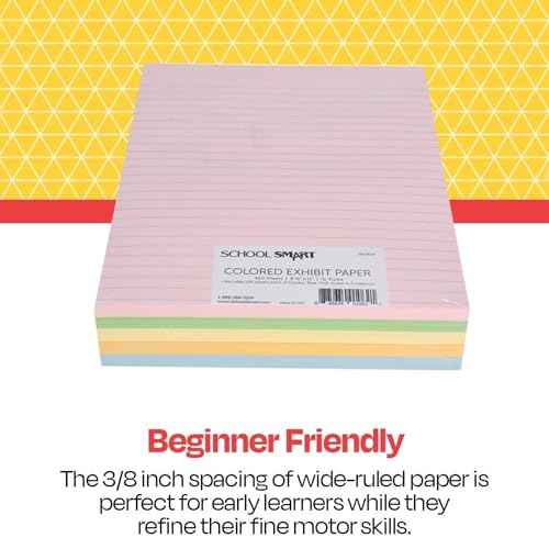 School Smart Ruled Exhibit Paper, 8-1/2 x 11 Inches, Assorted Colors, 500 Sheets - 085454