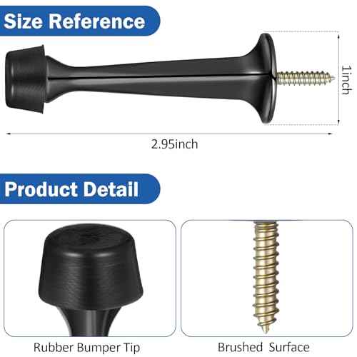 Chumia 24 Pack Door Stop Heavy Duty Solid Rigid Door Bottom Stoppers with Soft Rubber Tip Wall Mount for Protect Wall(Black)