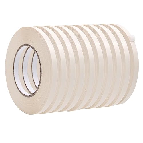 WOD White Produce Poly Bag Sealing Tape, 3/8 inch x 180 yds. (Pack of 10) for Packaging and Sealing of Meat, Gifts, or Ice Bags BSTC24PVC