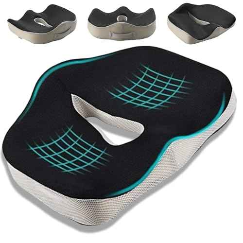 Large Tailbone Pain Relief Cushion, Memory Foam Seat Pillow for Office Chair, Wheelchair, Ergonomic Chair Cushion for Hip Pain, Ideal for Sciatica, Back Pain Relief, Removable & Washable Cover