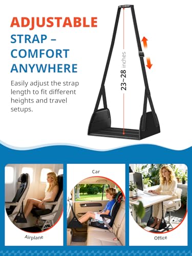 SARISUN 2-Pack Airplane Foot Hammock with Carry Bags – 9.8x8.7in, adjustable straps, PE board support