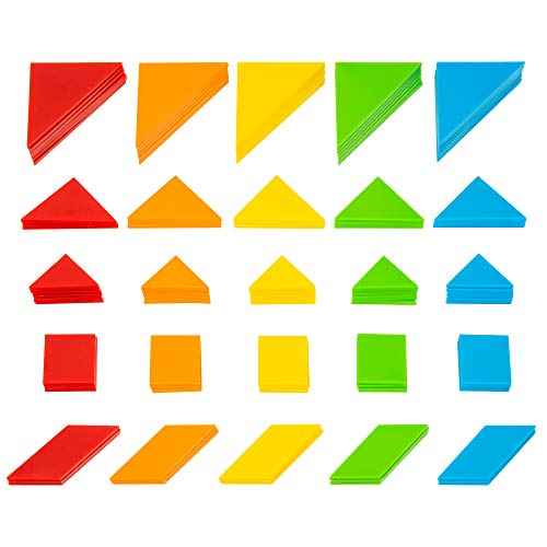Kids First Math: Tangram Shapes Math Kit w/Activity Cards | 105 Colorful Plastic Geometric Shapes | Explore Geometry, Shapes, Matching | Visual Hands-on Math for At-Home or Classroom Learning, Ages 4+