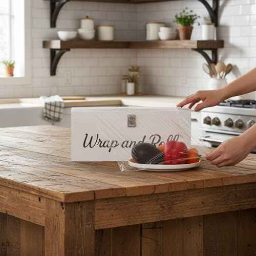 Plastic Wrap Dispenser with Cutter? Fits 12" 3000ft Costco Wrap, Foil, Cling, Wax Paper for Kitchen, Restaurant