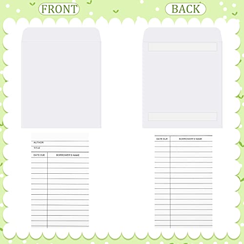 Eaasty 200 Pcs Library Card Envelopes and Pocket Set White Self-Adhesive