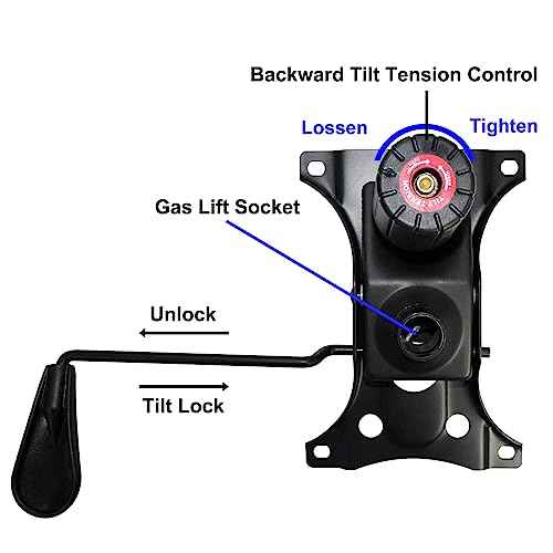 MySit Heavy Duty 300 LBs Office Chair Tilt Mechanism Replacement Parts, 5.9'' x 8.6" Mounting Holes Tilt Control Mechanism(Not Standard Dimension)