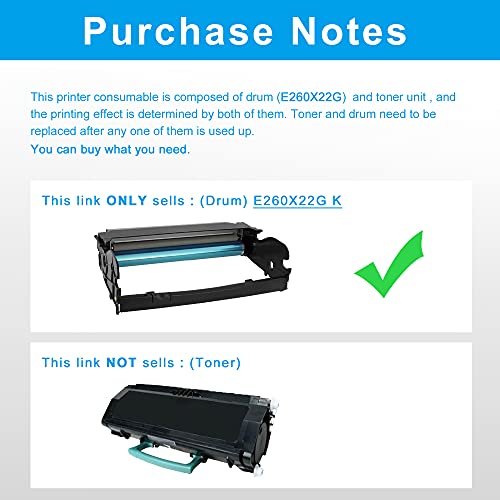 LCL Remanufactured Drum Unit Replacement for Lexmark E260X22G for E260d 260dn 360d 360dn 363 364 463 464 466 460dn 460dw X264 Printer(1-Pack Black)