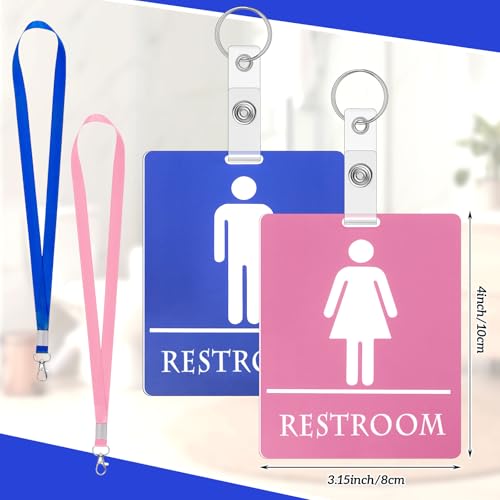 Fuyoooo Classroom Bathroom Pass Set with Keychain - 6 Blue & Pink Passes for Teachers