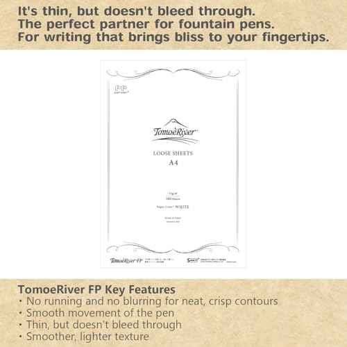 Tomoe River FP 52gsm Loose Sheet by SANZEN, 8.27 x 11.7 Inches (A4-size), White, 100 Sheets/Pack (SR-A4P-W)