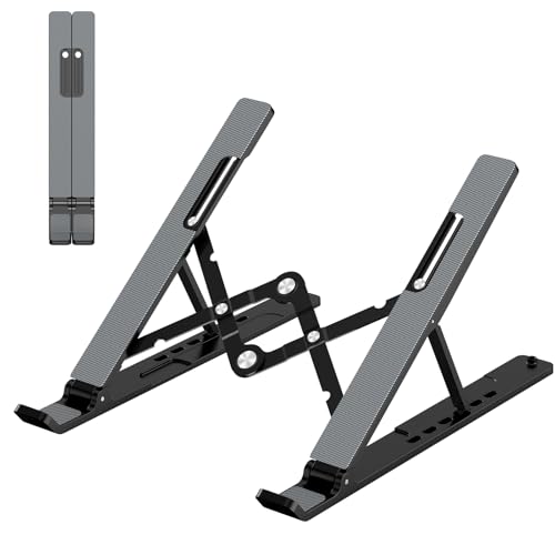 Adjustable Laptop Stand for Desk - Portable Riser & Cooling Pad
