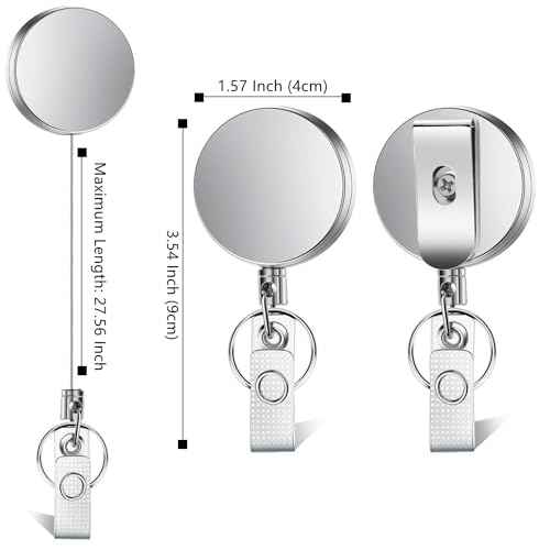 RHBLME 25 Pack Heavy Duty Metal Badge Reel with Clip & Key Ring, Retractable for Nurses, Teachers, Students, Workers