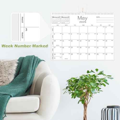 Calendar 2026-2027, Wall Calendar 2026-2027 From January 2026 To June 2027 18 Months, 14.7" x 11" Paper Calendars with Julian Date and Blank Block for New Year Christmas Gifts
