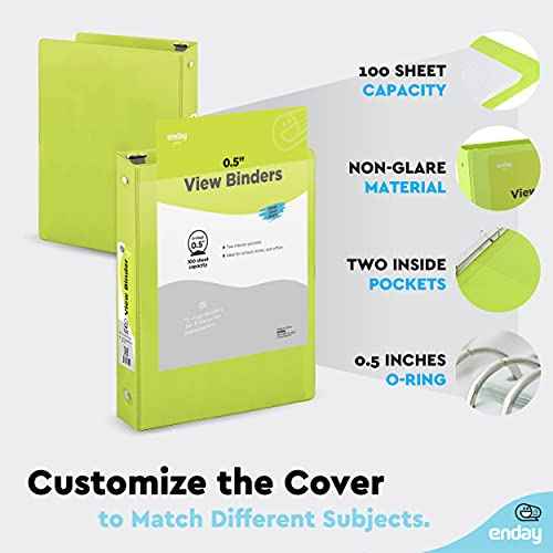 ¨ö Inch 3 Ring Binder, .5 Inch Round Ring Clear View Cover with 2 Inside Pockets Binders, Colored School Supplies Binders in Grey, Pink, Blue, Purple, Green and Red, Multicolor (6 PC) ? by Enday