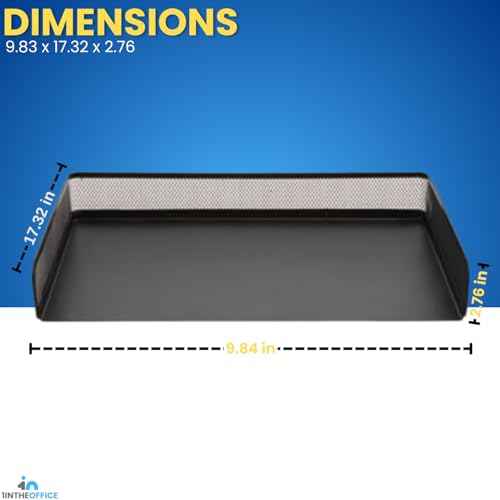 1InTheOffice Side Load Letter Tray Stackable, Black Mesh Tray Legal Size, "2 Pack"