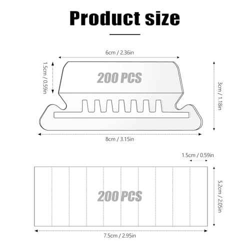 200 Pcs Hanging File Folder Tabs and 200 Pcs 2 Inch Inserts Labels, Plastic File Folder Tabs for Hanging Folders Files (Transparent)