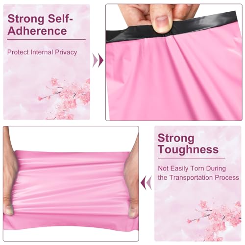 JollyTrip Sakura Pink Poly Mailers 6x9 Inch 120 Pack Waterproof Tear-Resistant Shipping Envelopes with Self-Adhesive Seal