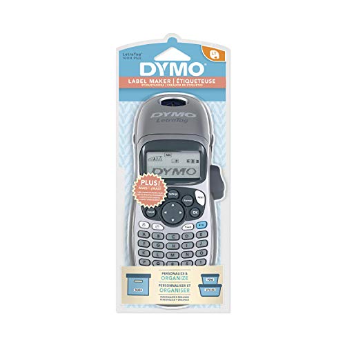 DYMO LetraTag 100H Plus Handheld Label Maker with 2 Tapes - Silver & Black