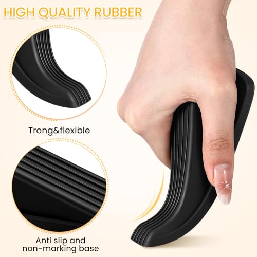 Frienda 72 Pcs Door Stoppers Bulk for Bottom of Door Rubber Door Wedge Stop Height up to 1.2 Inches Sturdy Door Stop Bulk for Heavy Duty Door Bottom Carpet Tile Concrete Wooden Floor (Black)