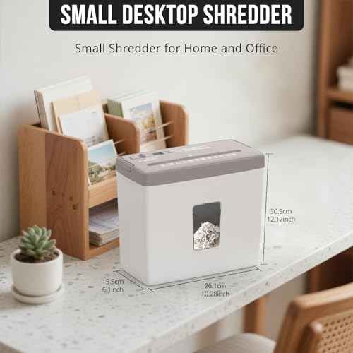 Desktop Shredder,5 Sheets Small Cross-Cut Paper Shredder(P-4 Security) with 2.38-Gallon Basket, 4-Mode Design-Durable & Fast and Jam Proof for Home Office£¨Brown+White£©