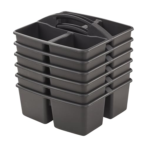 ECR4Kids 4-Compartment Medium Caddy, Storage Organizer, Black, 6-Pack